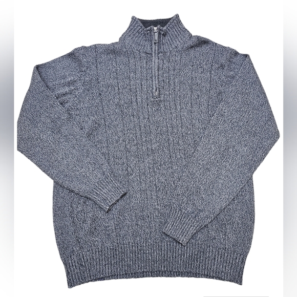 Oscar de la Renta 1/4 Zip Gray Ribbed Knit Pullover Sweater Mens size Large - Picture 4 of 6